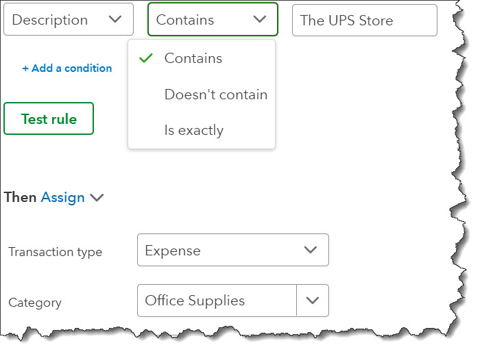 section in quickbooks