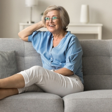 elderly lady on couch