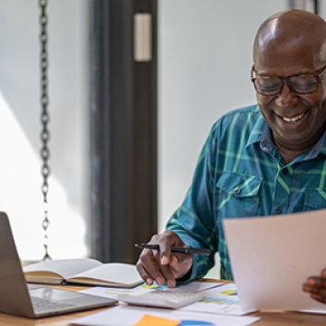 happy man with computer